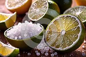 Cut lime slices and sea salt
