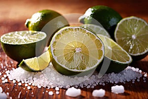 Cut lime slices and sea salt