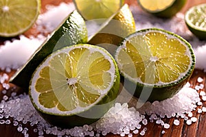 Cut lime slices and sea salt