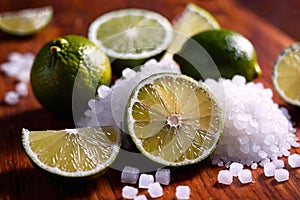 Cut lime slices and sea salt