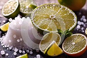 Cut lime slices and sea salt