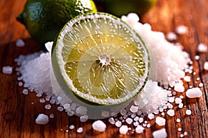 Cut lime slices and sea salt