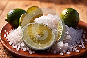 Cut lime slices and sea salt