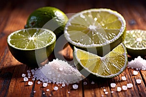 Cut lime slices and sea salt