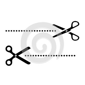 Cut line scissors vector icon