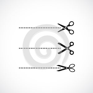 Cut line and scissors vector icon