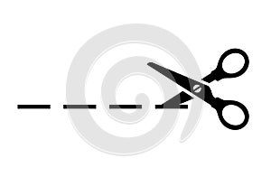 Cut line scissors vector icon