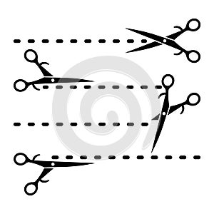 cut lines with black scissors