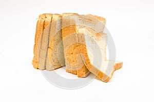 The cut loaf of bread with reflection isolated
