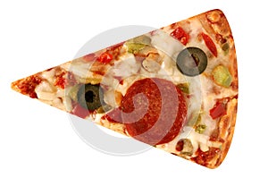 Cut off slice pizza isolated