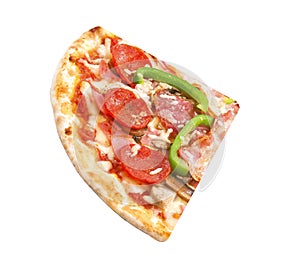 Cut off slice pizza isolated