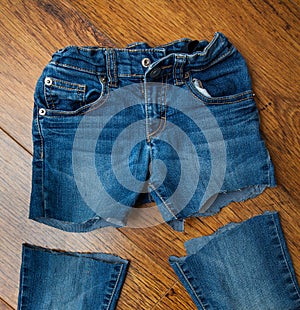 Cut old jeans