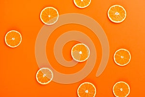 Cut orange fruit, top view