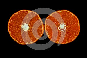 Cut Orange Isolated on a Black Background