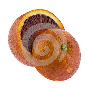 Cut orange isolated on white background close up