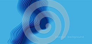 Cut out paper design style Blue abstract background. Blue papercut background for presentation, cover, banner, website