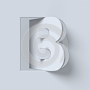 Cut out and rotated font 3d rendering letter B