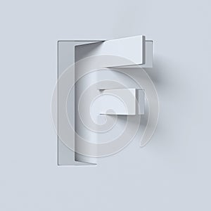 Cut out and rotated font 3d rendering letter F