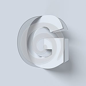 Cut out and rotated font 3d rendering letter G