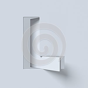 Cut out and rotated font 3d rendering letter L