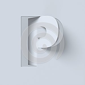 Cut out and rotated font 3d rendering letter P