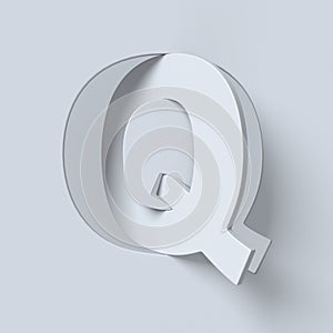 Cut out and rotated font 3d rendering letter Q