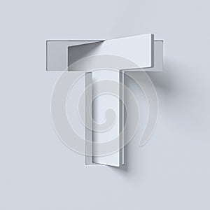 Cut out and rotated font 3d rendering letter T