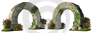 Cut out stone arch covered with ivy