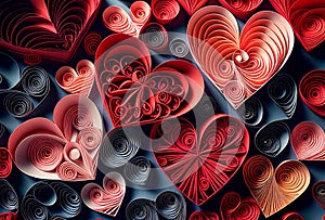 Cut Paper Craft Valentine`s Day Heart Backgrounds - Generative AI