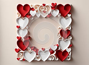 Cut Paper Craft Valentine`s Day Heart Backgrounds - Generative AI