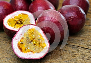Cut passion fruits