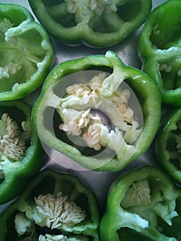 Cut Peace of Green Peppers