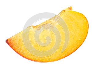 cut of peach fruit isolated on white background