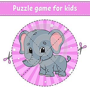 Cut and play. Logic puzzle for kids. Education developing worksheet. Learning game. Activity page. Cutting practice for preschool