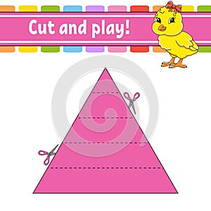 Cut and play. Logic puzzle for kids. Education developing worksheet. Learning game. Activity page. Cutting practice for preschool