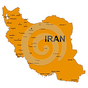 Cut Political Map of Iran. Detailed Design