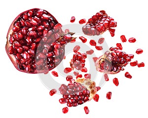 Cut the pomegranate with scattered grain