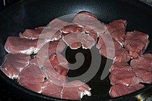 Cut pork tenderloin as medallions and sauted on both sides in the pan