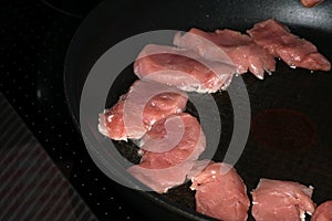 Cut pork tenderloin as medallions and sauted on both sides in the pan