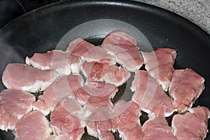 Cut pork tenderloin as medallions and sauted on both sides in the pan