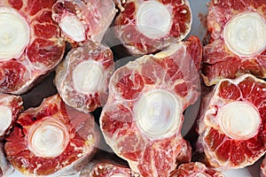 Cut raw oxtails .Food background
