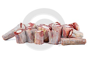 Cut raw oxtails isolated on a white photo