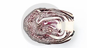 Cut red cabbage isolated on white background