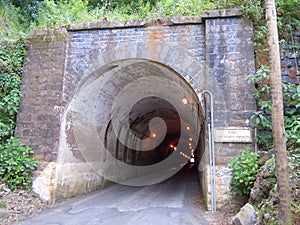 Cut rock entrance to road tunnel
