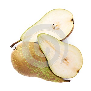 Cut and served green pear