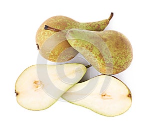 Cut and served green pear