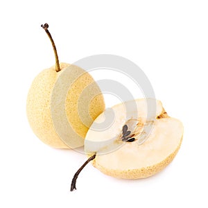 Cut and served yellow pear