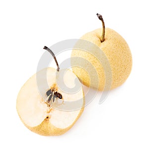 Cut and served yellow pear