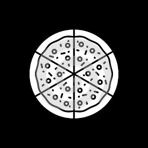 Cut slices of pizza dark mode glyph icon