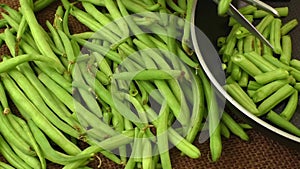 Cut small and slender green beans (haricot vert)